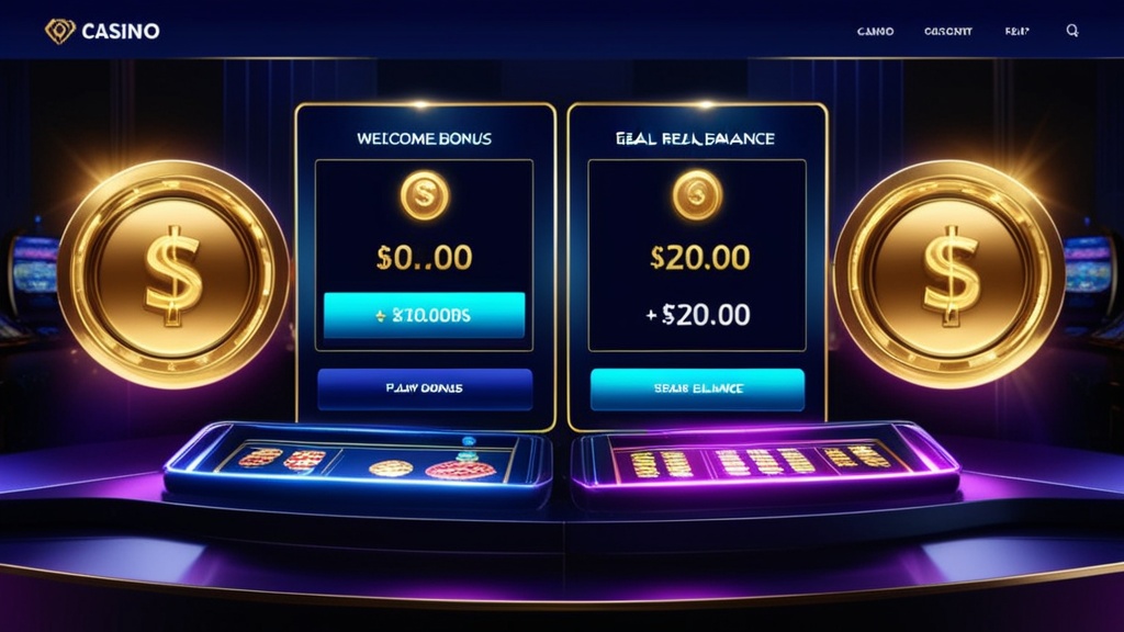 Painel de conta com saldo de bónus e saldo real num ambiente de casino