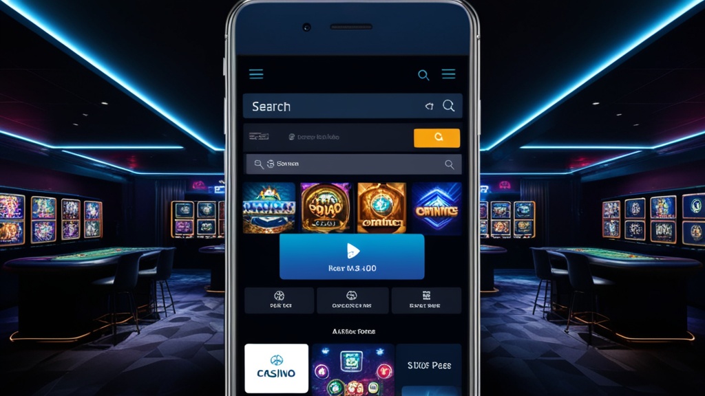 Ecrã de telemóvel com lobby de casino e menus adaptados ao uso móvel